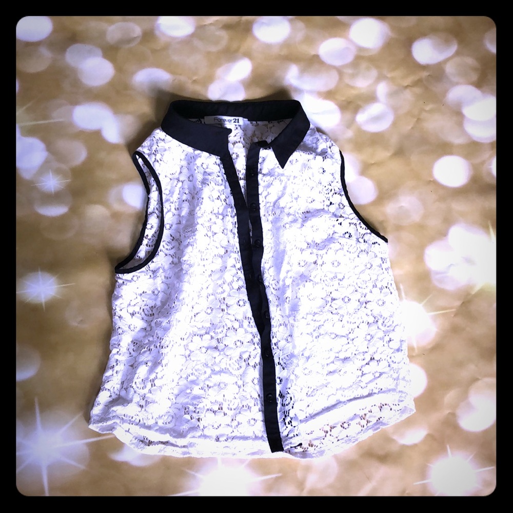 Black and white lace top